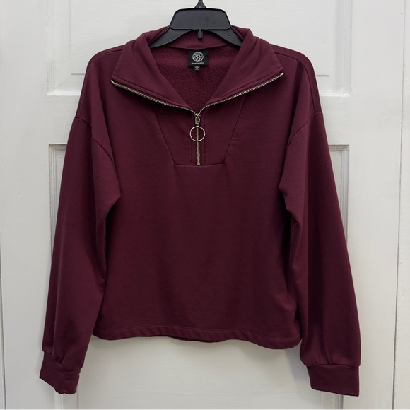 Tops - Casual Quarter Zip Pullover Bobeau Women’s Medium Burgundy